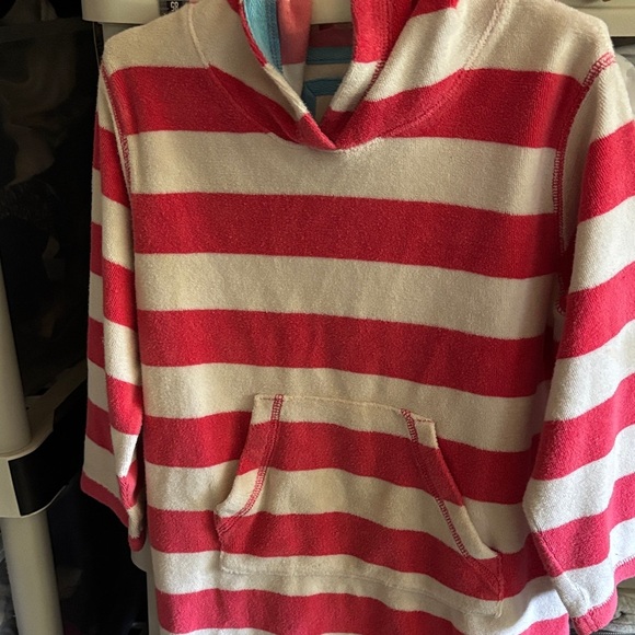 Boden pink and White Striped Kids' hooded Dress coverup - Picture 4 of 5